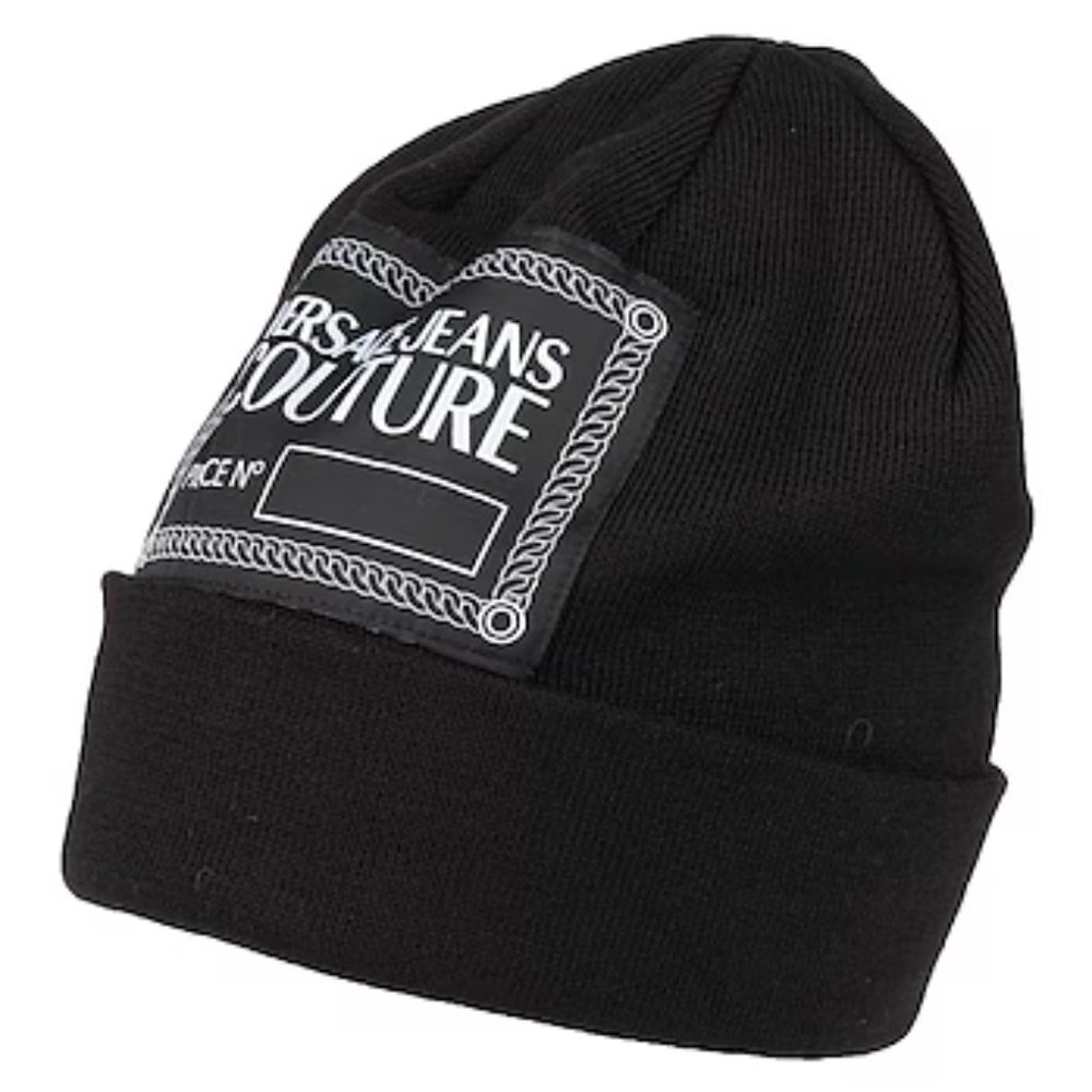 Versace Jeans Couture Men's Black Beanie With Patch - NWT